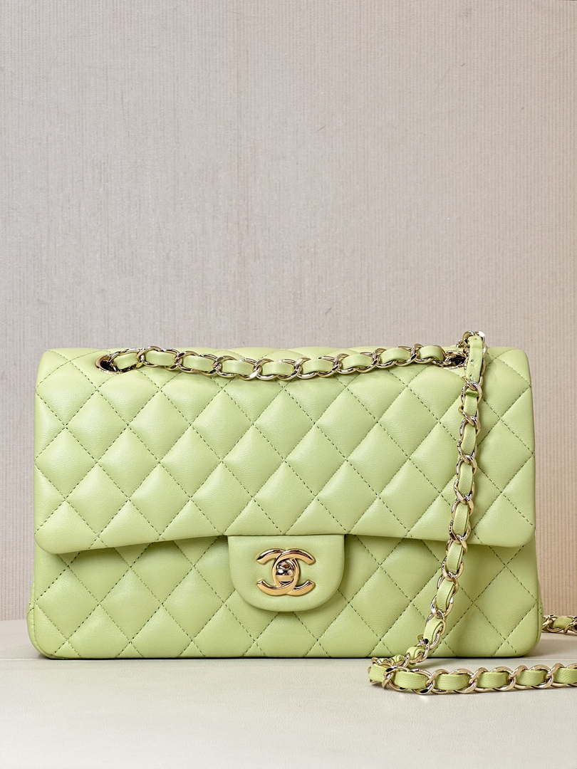 Chanel A01112 Flap Classic 11.12 Handbag Lambskin & Gold-Tone Metal Light Green