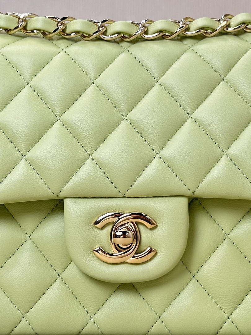 Chanel A01112 Flap Classic 11.12 Handbag Lambskin & Gold-Tone Metal Light Green