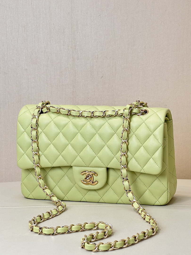 Chanel A01112 Flap Classic 11.12 Handbag Lambskin & Gold-Tone Metal Light Green