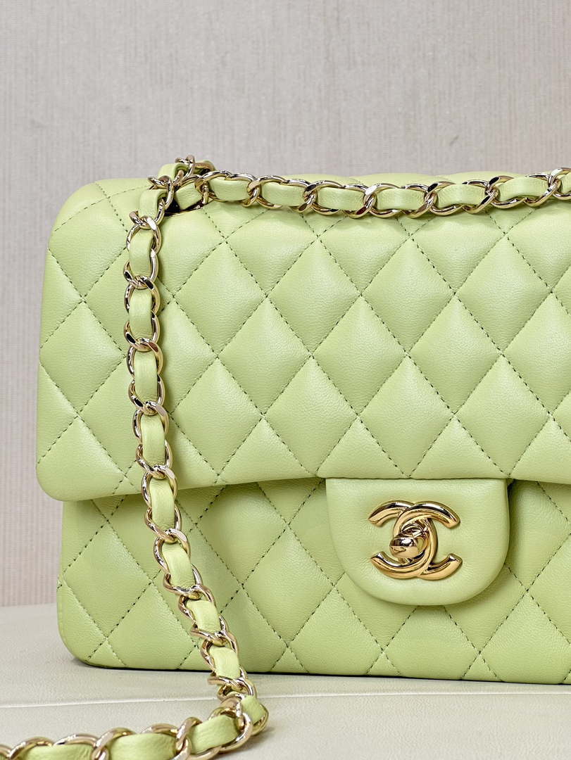 Chanel A01112 Flap Classic 11.12 Handbag Lambskin & Gold-Tone Metal Light Green