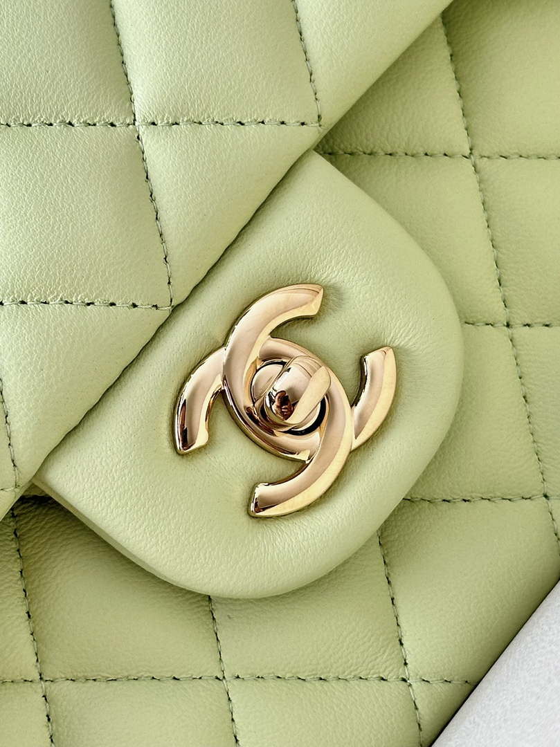 Chanel A01112 Flap Classic 11.12 Handbag Lambskin & Gold-Tone Metal Light Green