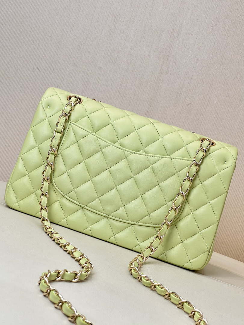Chanel A01112 Flap Classic 11.12 Handbag Lambskin & Gold-Tone Metal Light Green