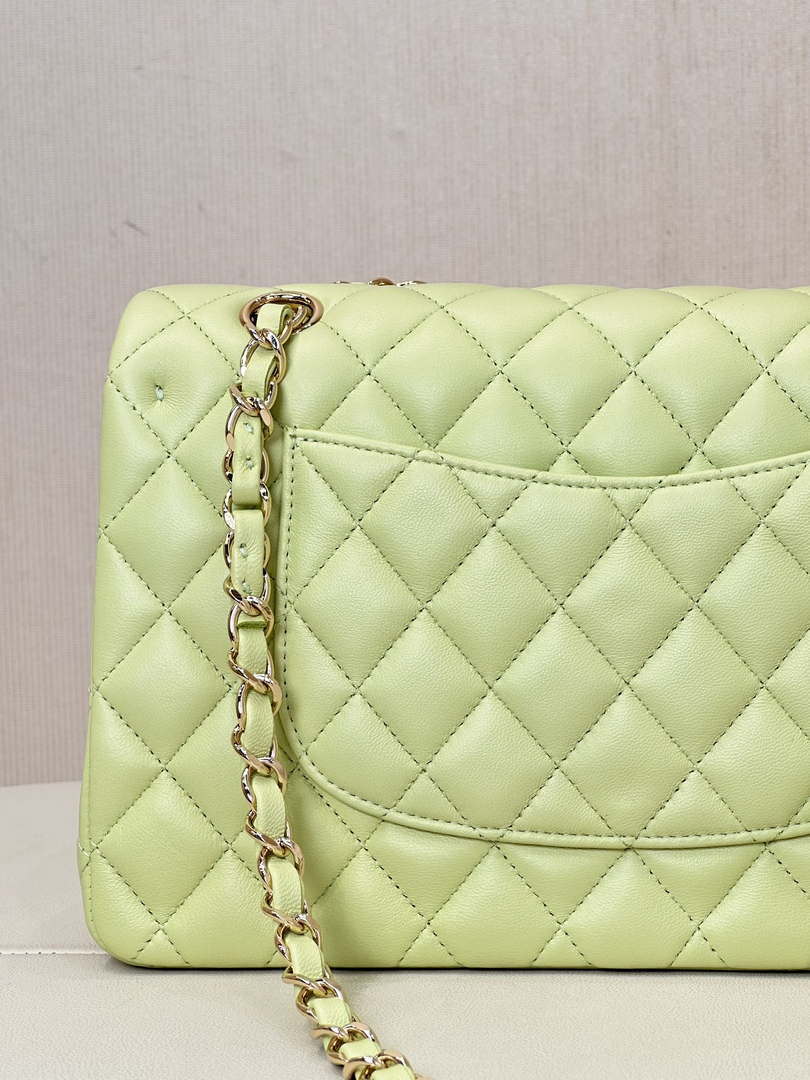 Chanel A01112 Flap Classic 11.12 Handbag Lambskin & Gold-Tone Metal Light Green