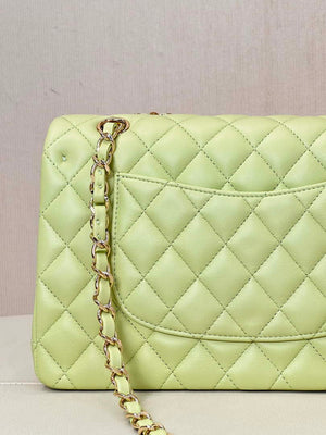 Chanel A01112 Flap Classic 11.12 Handbag Lambskin & Gold-Tone Metal Light Green - Default Title - View 8