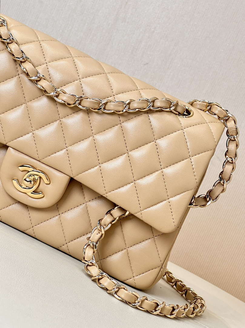 Chanel A01112 Flap Classic 11.12 Handbag Lambskin & Gold-Tone Metal Apricot - Default Title - View 2
