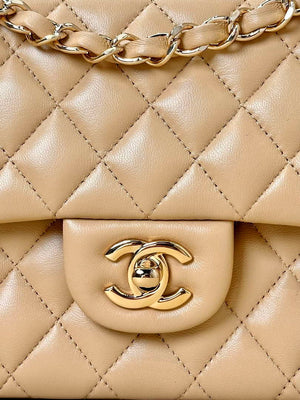 Chanel A01112 Flap Classic 11.12 Handbag Lambskin & Gold-Tone Metal Apricot - Default Title - View 4