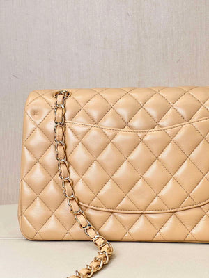 Chanel A01112 Flap Classic 11.12 Handbag Lambskin & Gold-Tone Metal Apricot - Default Title - View 8