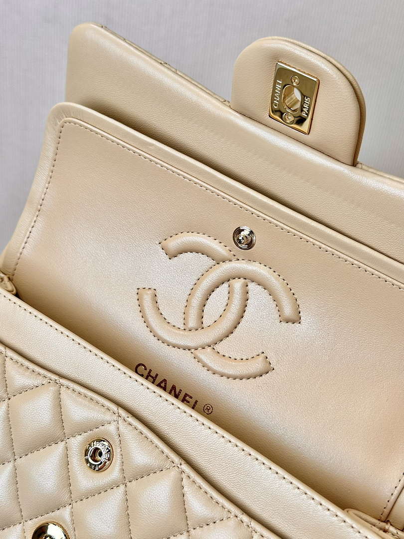 Chanel A01112 Flap Classic 11.12 Handbag Lambskin & Gold-Tone Metal Apricot - Default Title - View 12