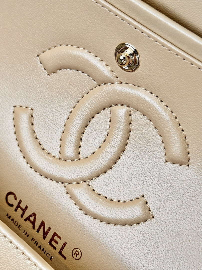 Chanel A01112 Flap Classic 11.12 Handbag Lambskin & Gold-Tone Metal Apricot - Default Title - View 13