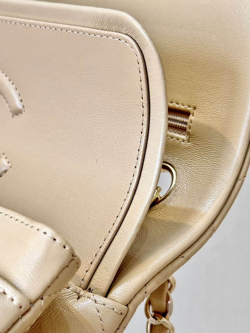 Chanel A01112 Flap Classic 11.12 Handbag Lambskin & Gold-Tone Metal Apricot - Default Title - View 14