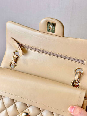 Chanel A01112 Flap Classic 11.12 Handbag Lambskin & Gold-Tone Metal Apricot - Default Title - View 18