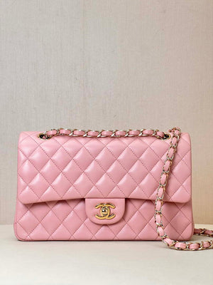 Chanel A01112 Flap Classic 11.12 Handbag Lambskin & Gold-Tone Metal Cherry Blossom Pink - Default Title - View 1