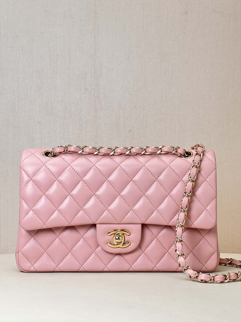 Chanel A01112 Flap Classic 11.12 Handbag Lambskin & Gold-Tone Metal Cherry Blossom Pink - Default Title - View 1