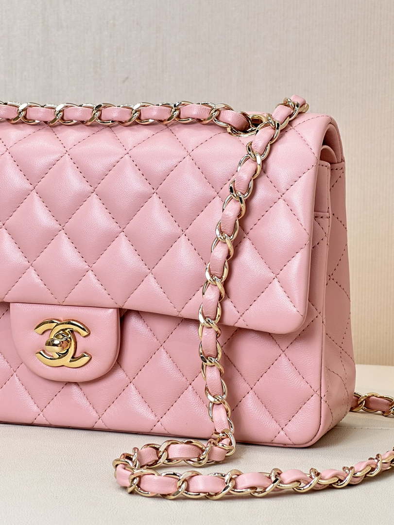 Chanel A01112 Flap Classic 11.12 Handbag Lambskin & Gold-Tone Metal Cherry Blossom Pink
