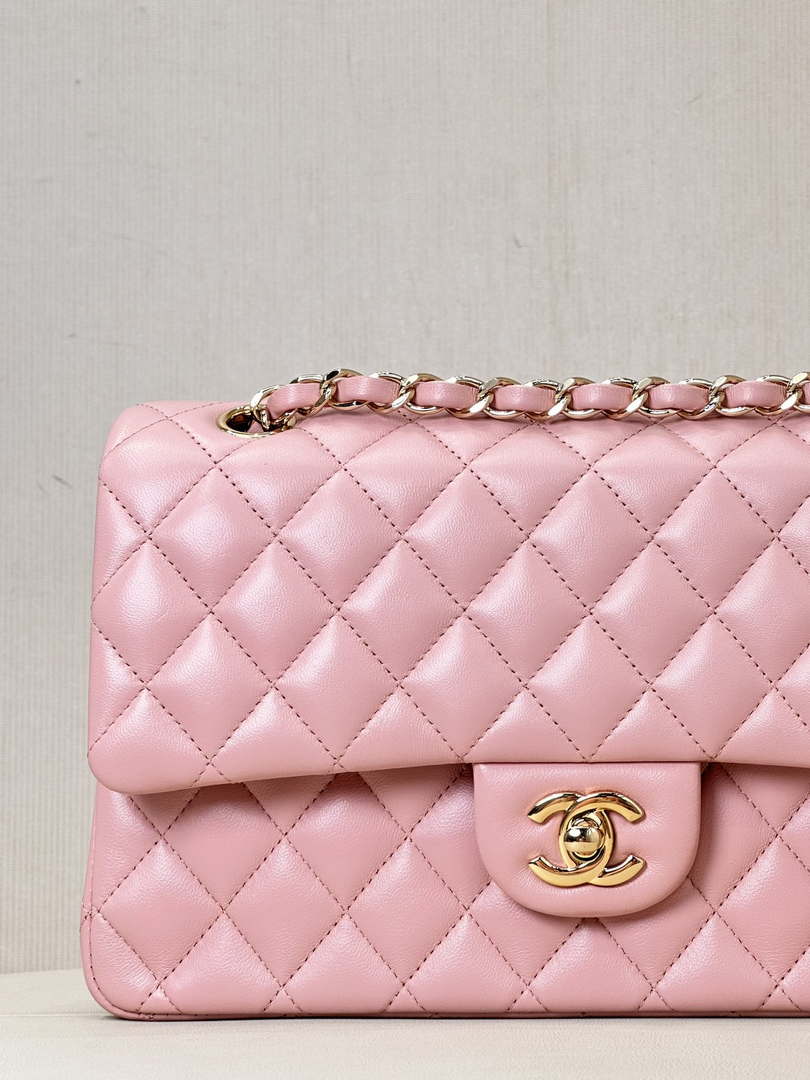 Chanel A01112 Flap Classic 11.12 Handbag Lambskin & Gold-Tone Metal Cherry Blossom Pink