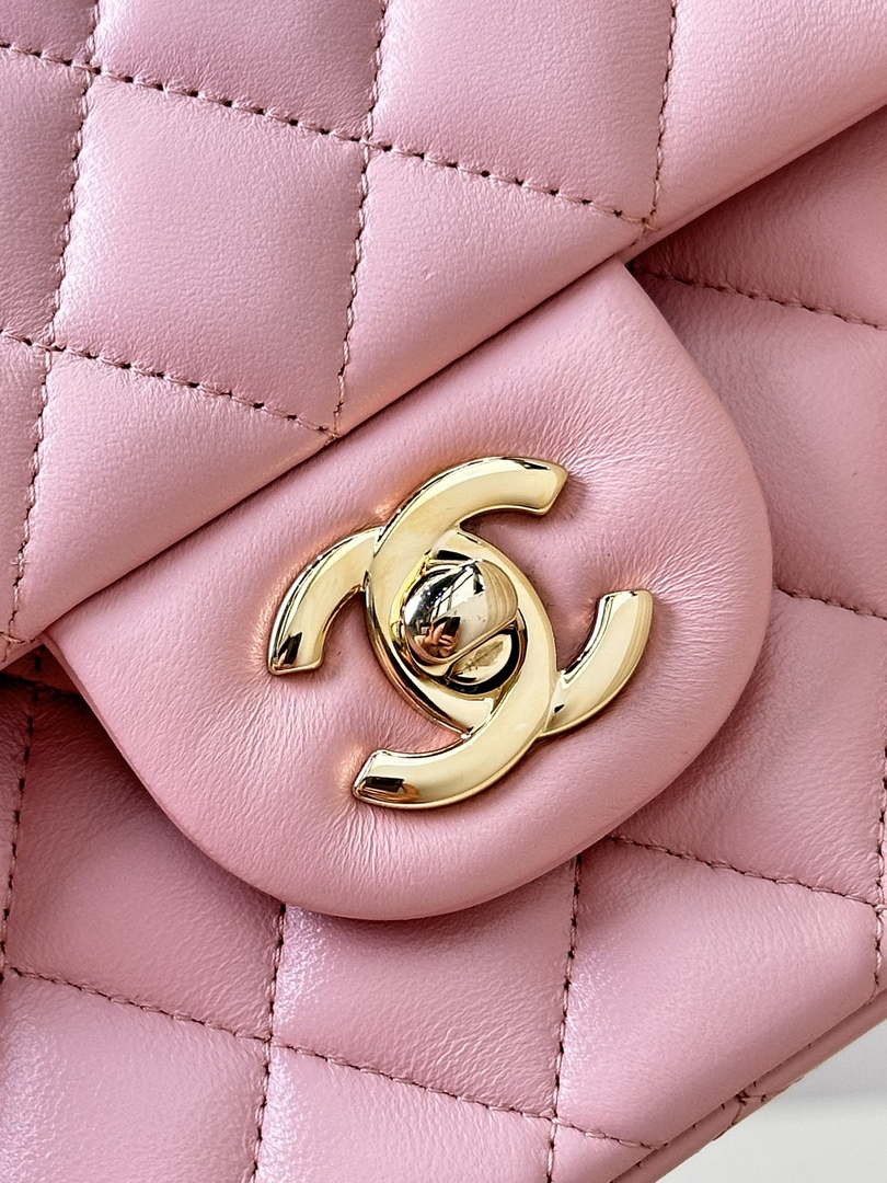 Chanel A01112 Flap Classic 11.12 Handbag Lambskin & Gold-Tone Metal Cherry Blossom Pink