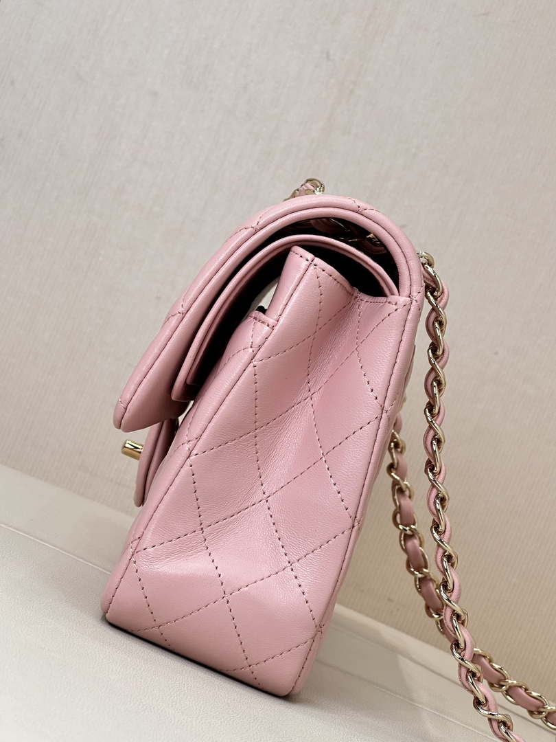 Chanel A01112 Flap Classic 11.12 Handbag Lambskin & Gold-Tone Metal Cherry Blossom Pink - Default Title - View 7