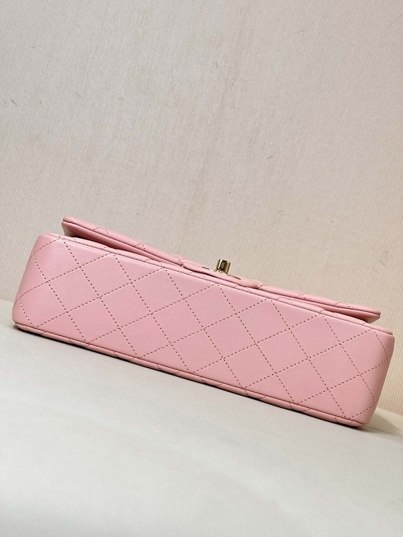 Chanel A01112 Flap Classic 11.12 Handbag Lambskin & Gold-Tone Metal Cherry Blossom Pink - Default Title - View 10