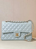 Chanel A01112 Flap Classic 11.12 Handbag Lambskin & Gold-Tone Metal Light Blue
