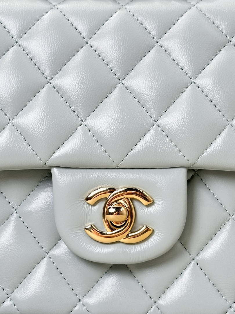 Chanel A01112 Flap Classic 11.12 Handbag Lambskin & Gold-Tone Metal Light Blue