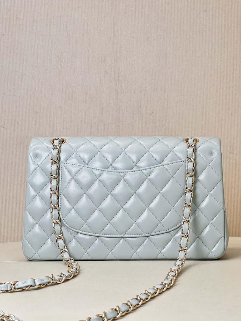 Chanel A01112 Flap Classic 11.12 Handbag Lambskin & Gold-Tone Metal Light Blue
