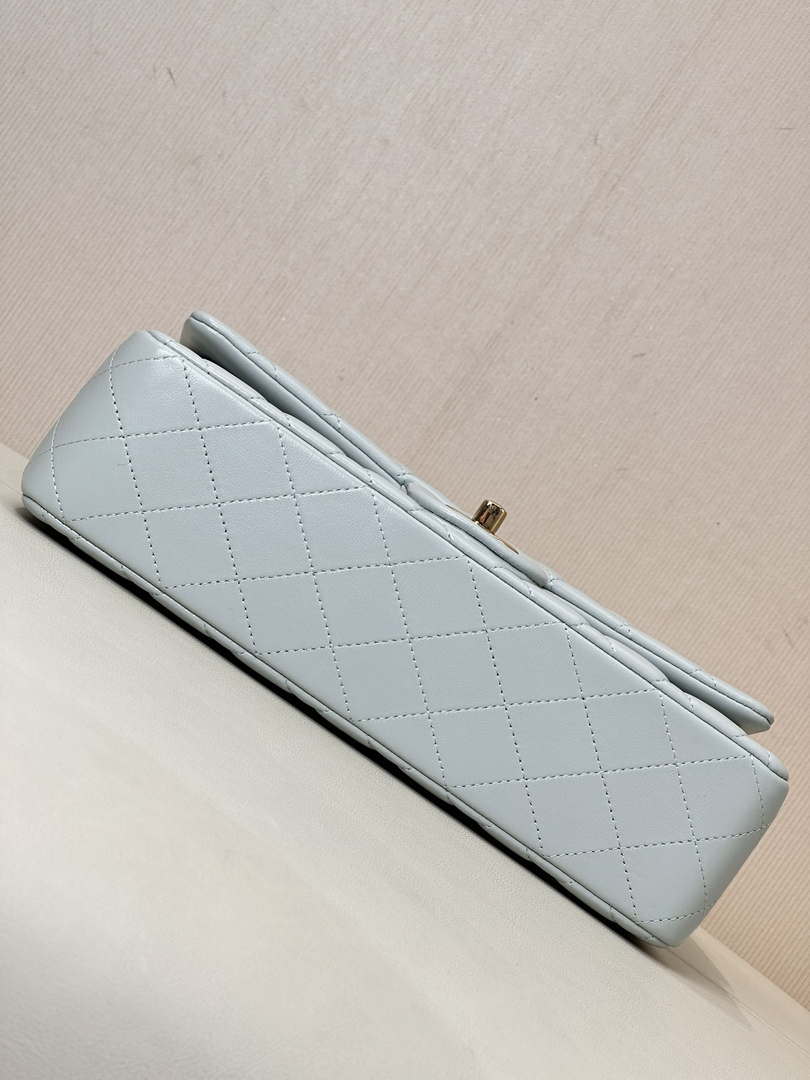Chanel A01112 Flap Classic 11.12 Handbag Lambskin & Gold-Tone Metal Light Blue - Default Title - View 11