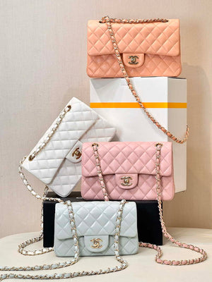 Chanel A01112 Flap Classic 11.12 Handbag Lambskin & Gold-Tone Metal Light Blue - Default Title - View 3