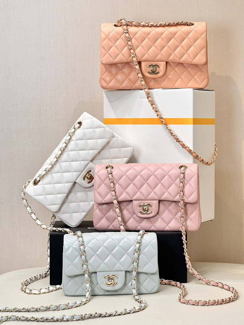 Chanel A01112 Flap Classic 11.12 Handbag Lambskin & Gold-Tone Metal Light Blue