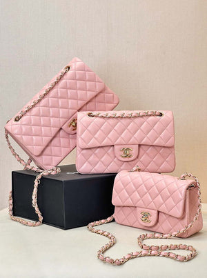 Chanel A01112 Flap Classic 11.12 Handbag Lambskin & Gold-Tone Metal Cherry Blossom Pink - Default Title - View 2
