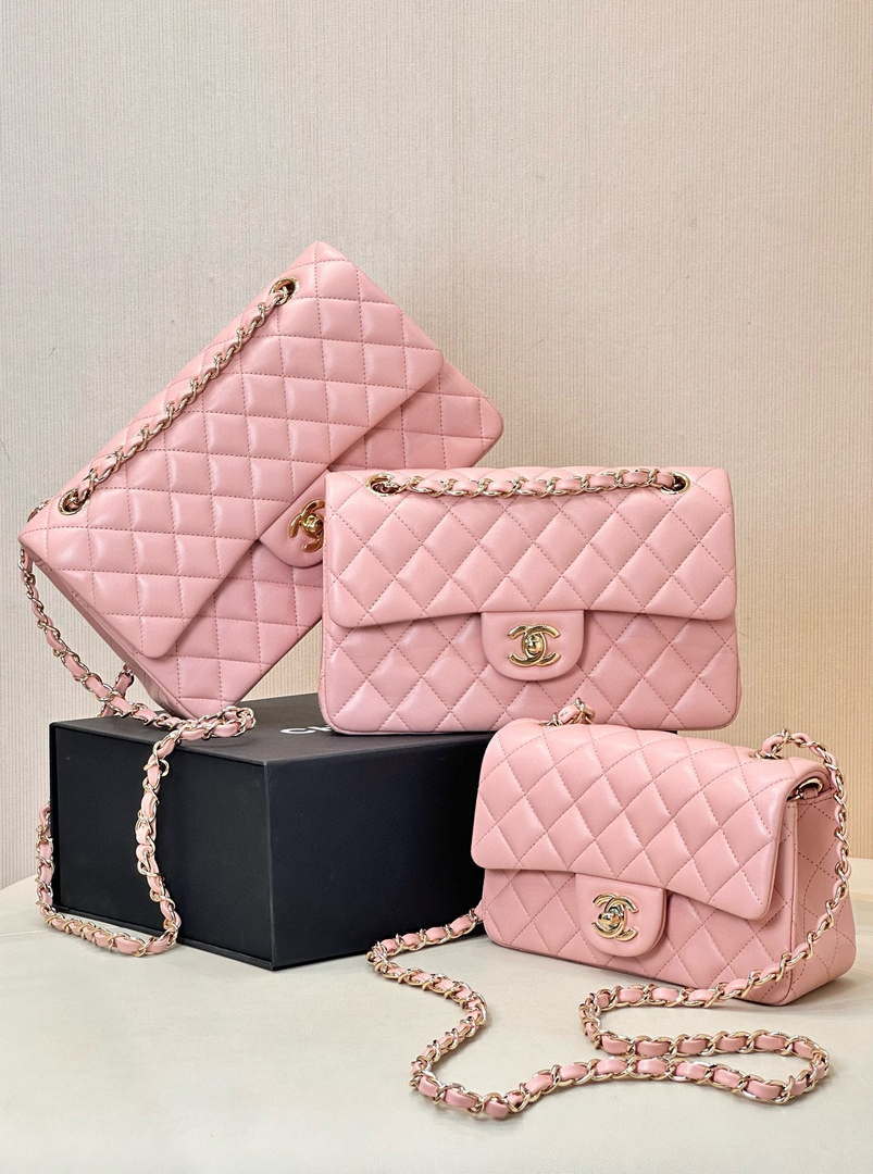 Chanel A01112 Flap Classic 11.12 Handbag Lambskin & Gold-Tone Metal Cherry Blossom Pink - Default Title - View 2