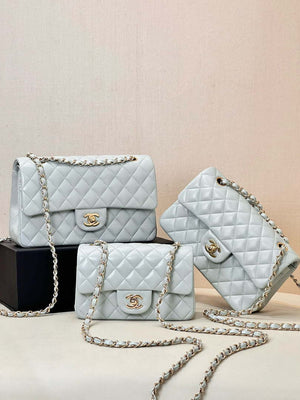 Chanel A01112 Flap Classic 11.12 Handbag Lambskin & Gold-Tone Metal Light Blue - Default Title - View 2