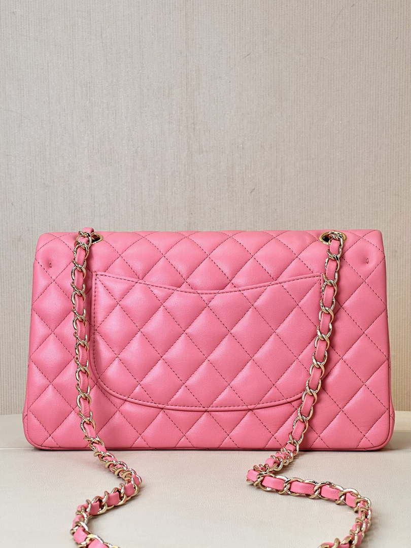 Chanel A01112 Flap Classic 11.12 Handbag Lambskin & Gold-Tone Metal Rose Pink