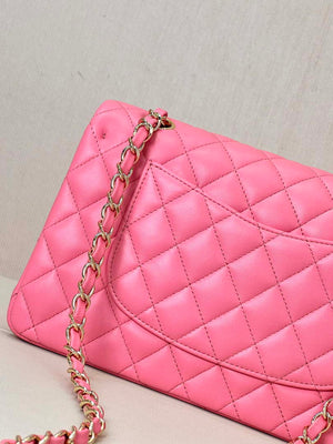 Chanel A01112 Flap Classic 11.12 Handbag Lambskin & Gold-Tone Metal Rose Pink - Default Title - View 5