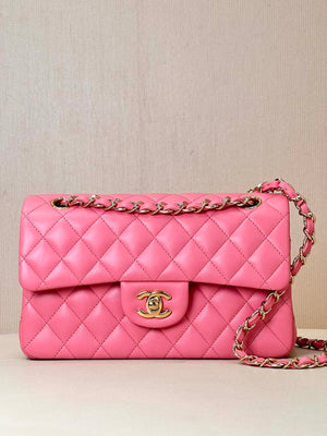 Chanel A01112 Flap Classic 11.12 Handbag Lambskin & Gold-Tone Metal Rose Pink - Default Title - View 6