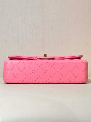 Chanel A01112 Flap Classic 11.12 Handbag Lambskin & Gold-Tone Metal Rose Pink - Default Title - View 9