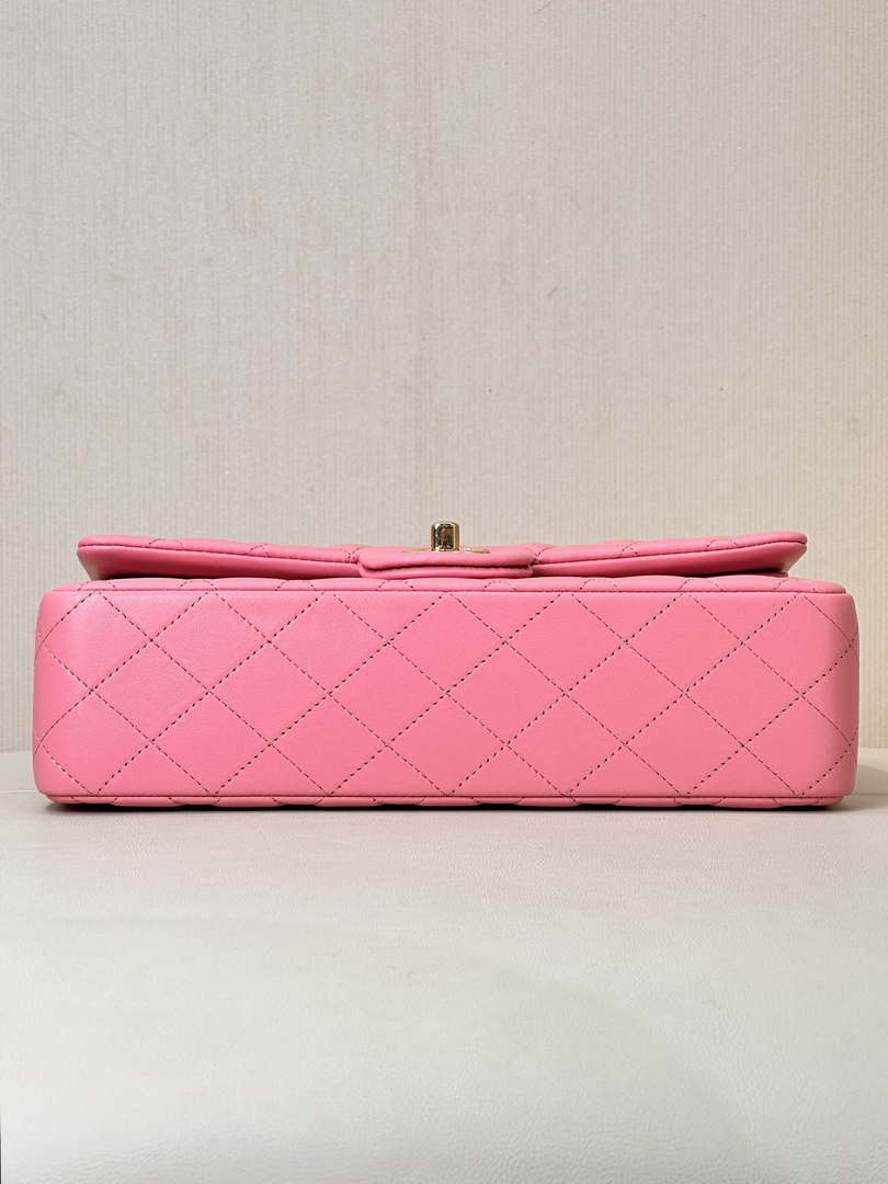 Chanel A01112 Flap Classic 11.12 Handbag Lambskin & Gold-Tone Metal Rose Pink - Default Title - View 9
