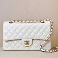 Chanel A01112 Flap Classic 11.12 Handbag Lambskin & Gold-Tone Metal White - Default Title - View 1