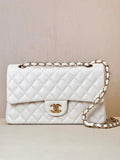 Chanel A01112 Flap Classic 11.12 Handbag Lambskin & Gold-Tone Metal White