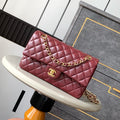 Chanel A01112 Flap Classic 11.12 Handbag Lambskin & Gold-Tone Metal Wine Red - Default Title - View 1