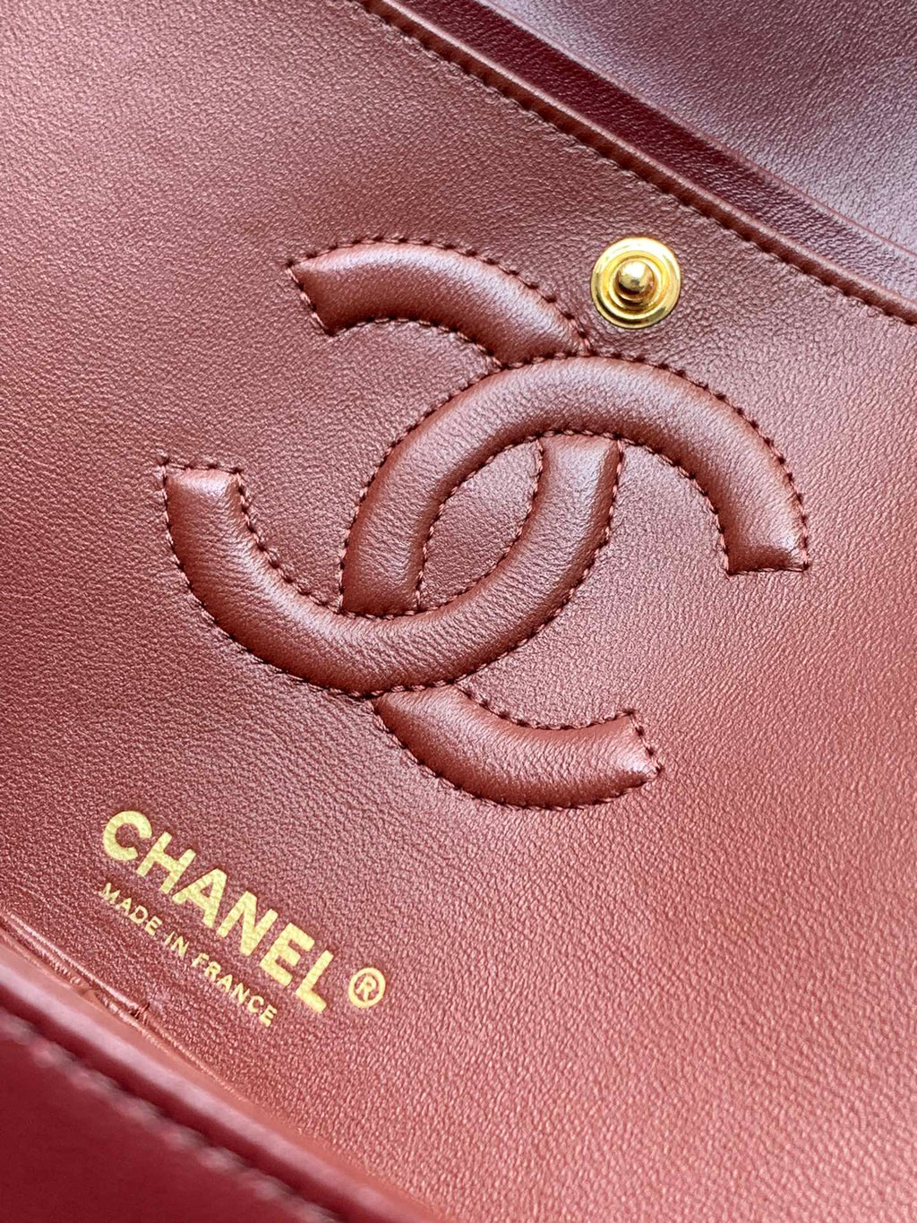 Chanel A01112 Flap Classic 11.12 Handbag Lambskin & Gold-Tone Metal Wine Red