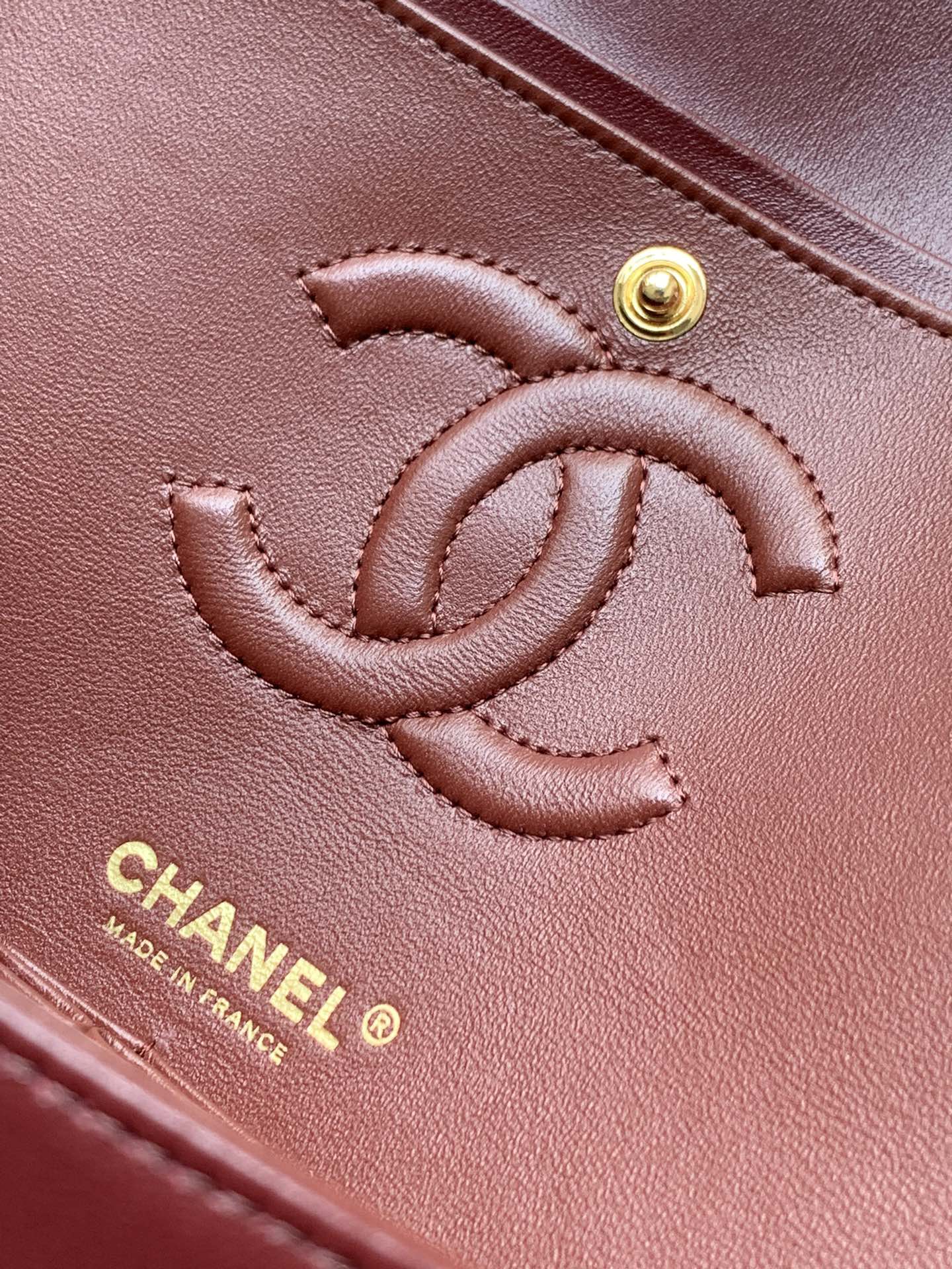 Chanel A01112 Flap Classic 11.12 Handbag Lambskin & Gold-Tone Metal Wine Red