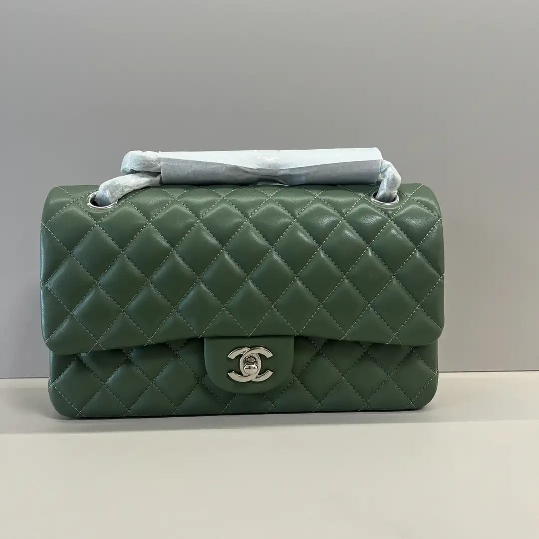 Chanel A01112 Flap Classic 11.12 Handbag Lambskin Dark Green