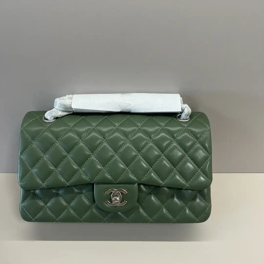 Chanel A01112 Flap Classic 11.12 Handbag Lambskin Dark Green