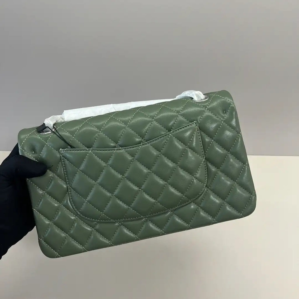 Chanel A01112 Flap Classic 11.12 Handbag Lambskin Dark Green