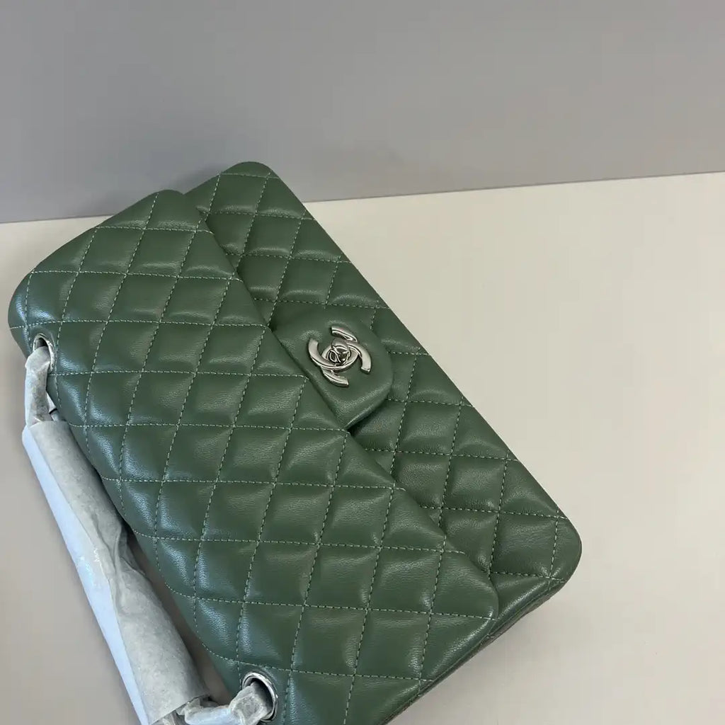 Chanel A01112 Flap Classic 11.12 Handbag Lambskin Dark Green