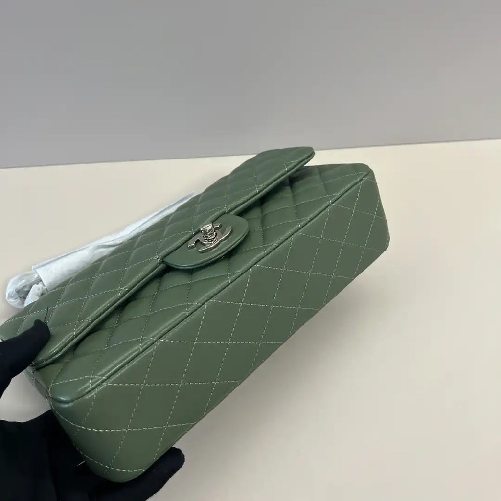 Chanel A01112 Flap Classic 11.12 Handbag Lambskin Dark Green