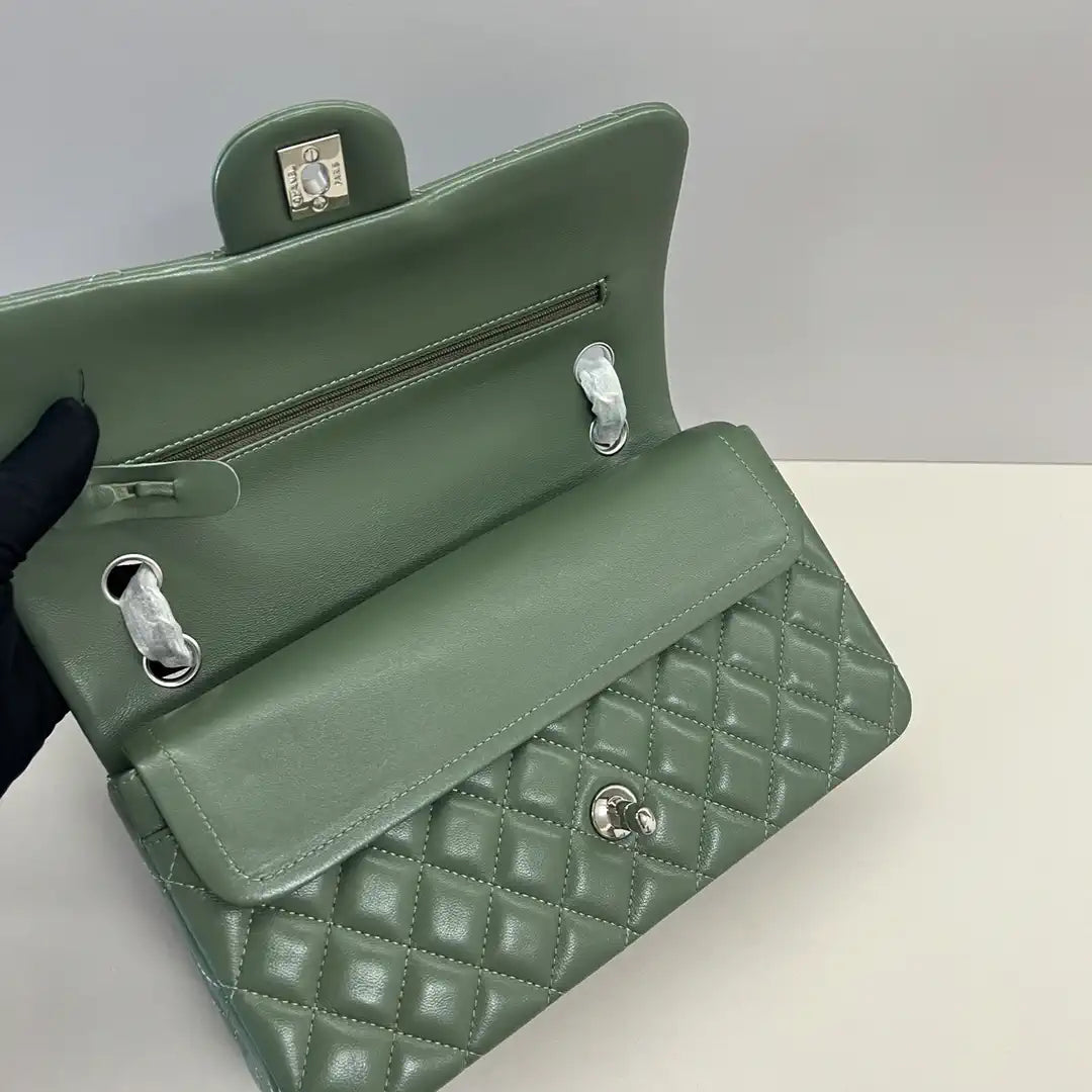 Chanel A01112 Flap Classic 11.12 Handbag Lambskin Dark Green
