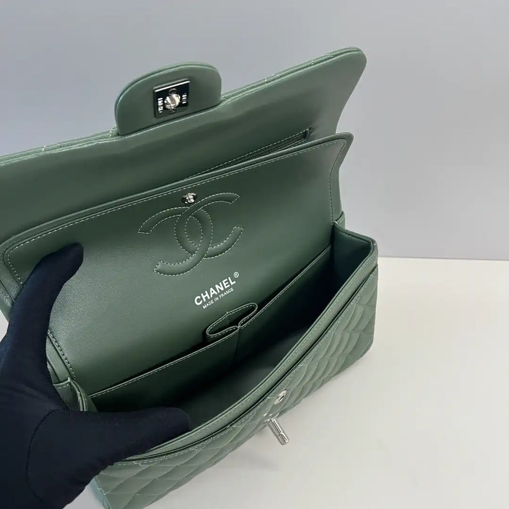 Chanel A01112 Flap Classic 11.12 Handbag Lambskin Dark Green