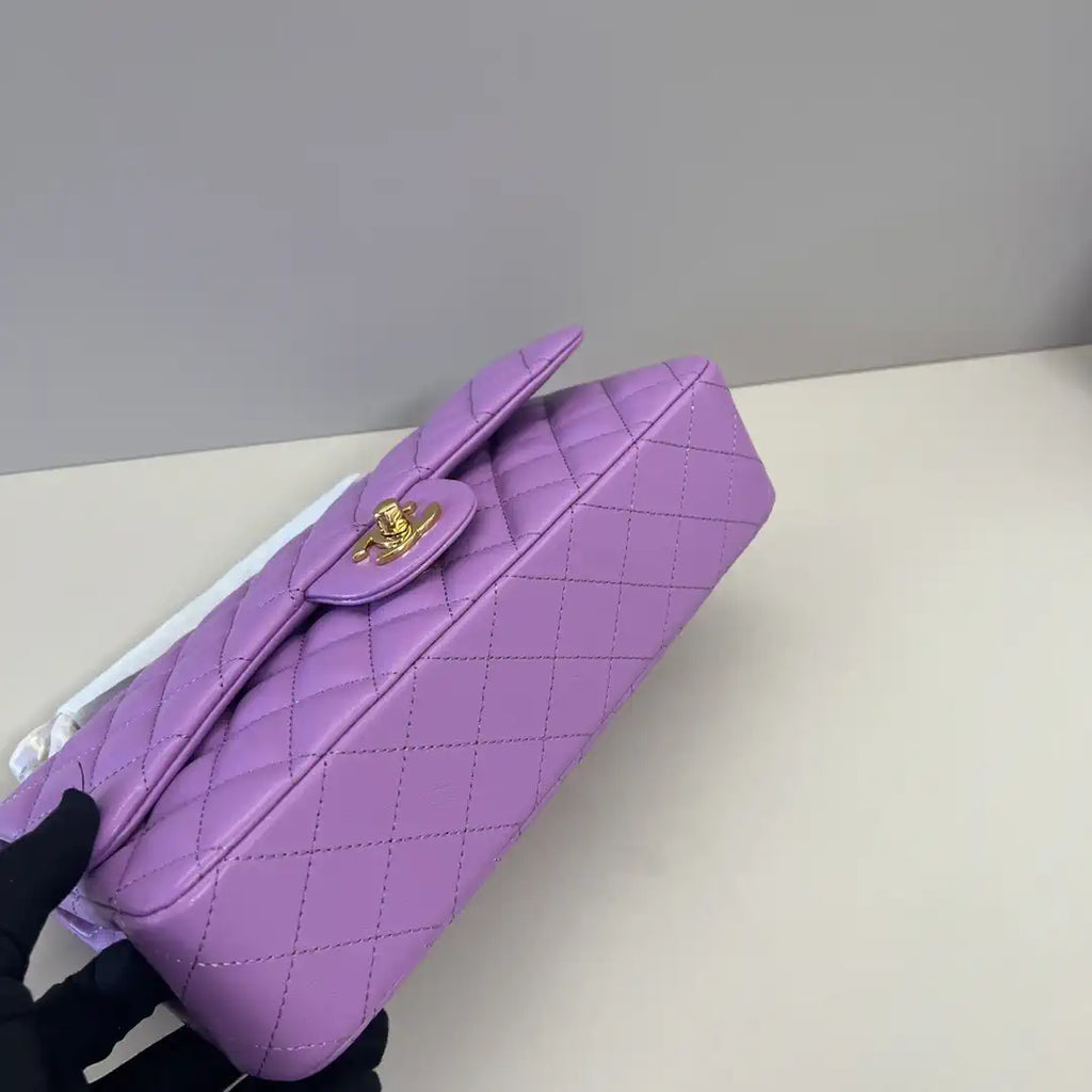 Chanel A01112 Flap Classic 11.12 Handbag Lambskin Purple