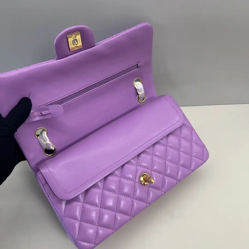 Chanel A01112 Flap Classic 11.12 Handbag Lambskin Purple